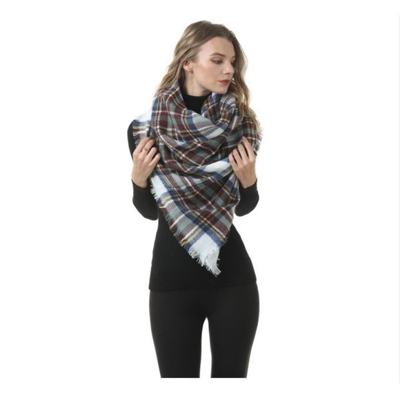 TANGNADE Scarf Women'S Winter Colorful Plaid Warm Soft Scarf Shawl Imitation Sca - Picture 1 of 5